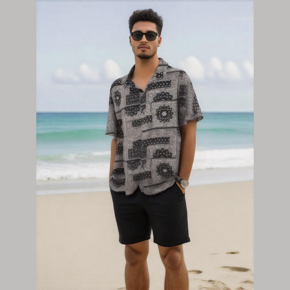 Blac Lacquer Men's XL Black White Paisley Shirt T44 - Picture 1 of 8